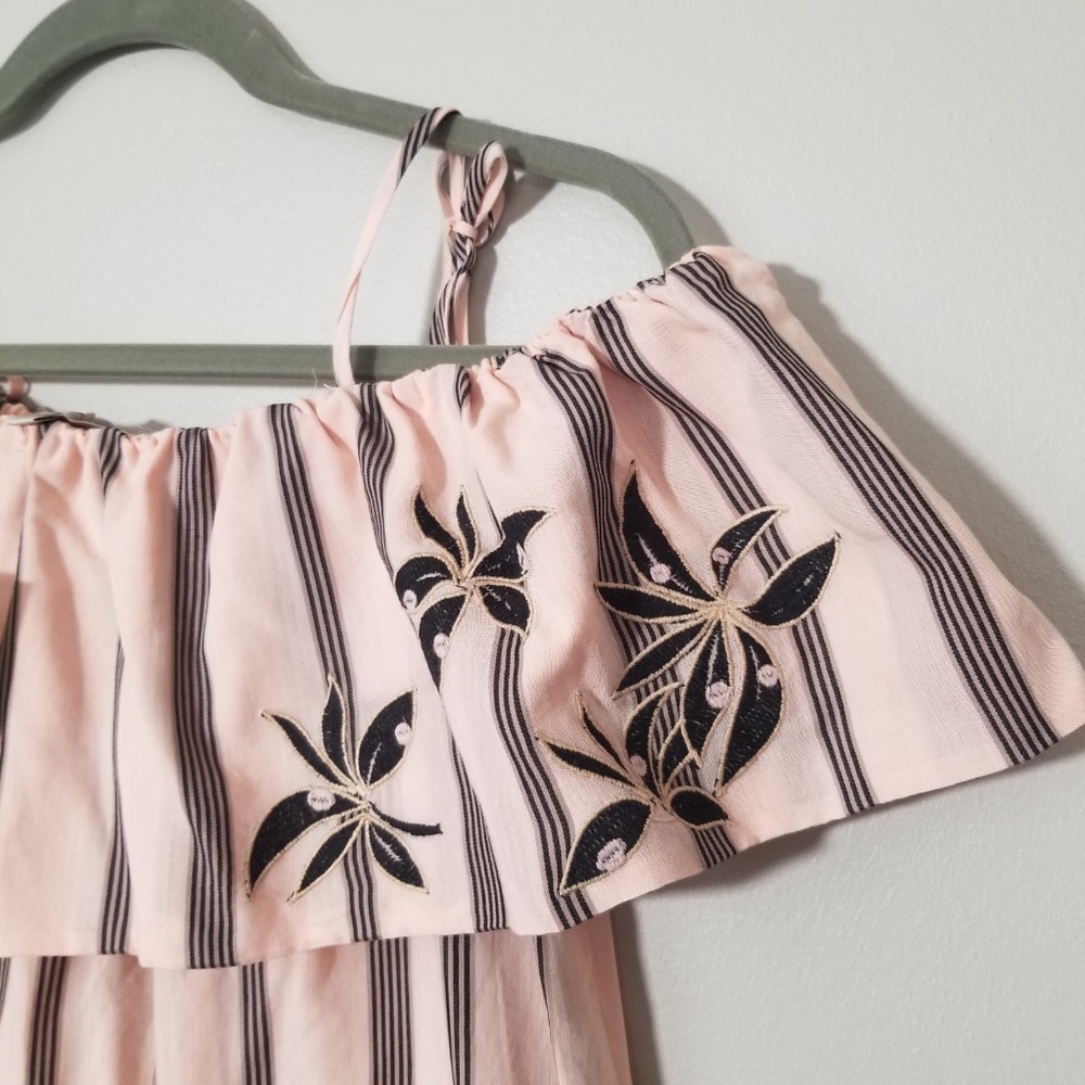 NWT Loft Floral Striped Off Shoulder Pale Pink Top - Picture 4 of 5